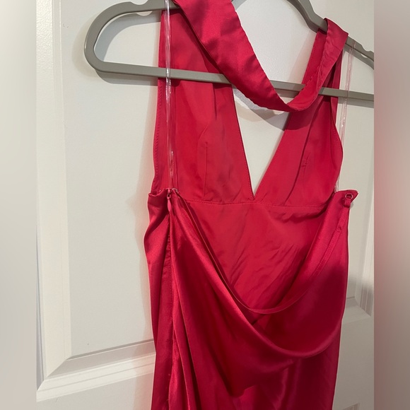 Peppermayo Alicia Satin Halter Maxi Dress - Fuchsia - US 6 - Picture 10 of 13